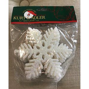 Kurt Adler 4”white Glitter Snowflake Ornament Set Of 12 New
